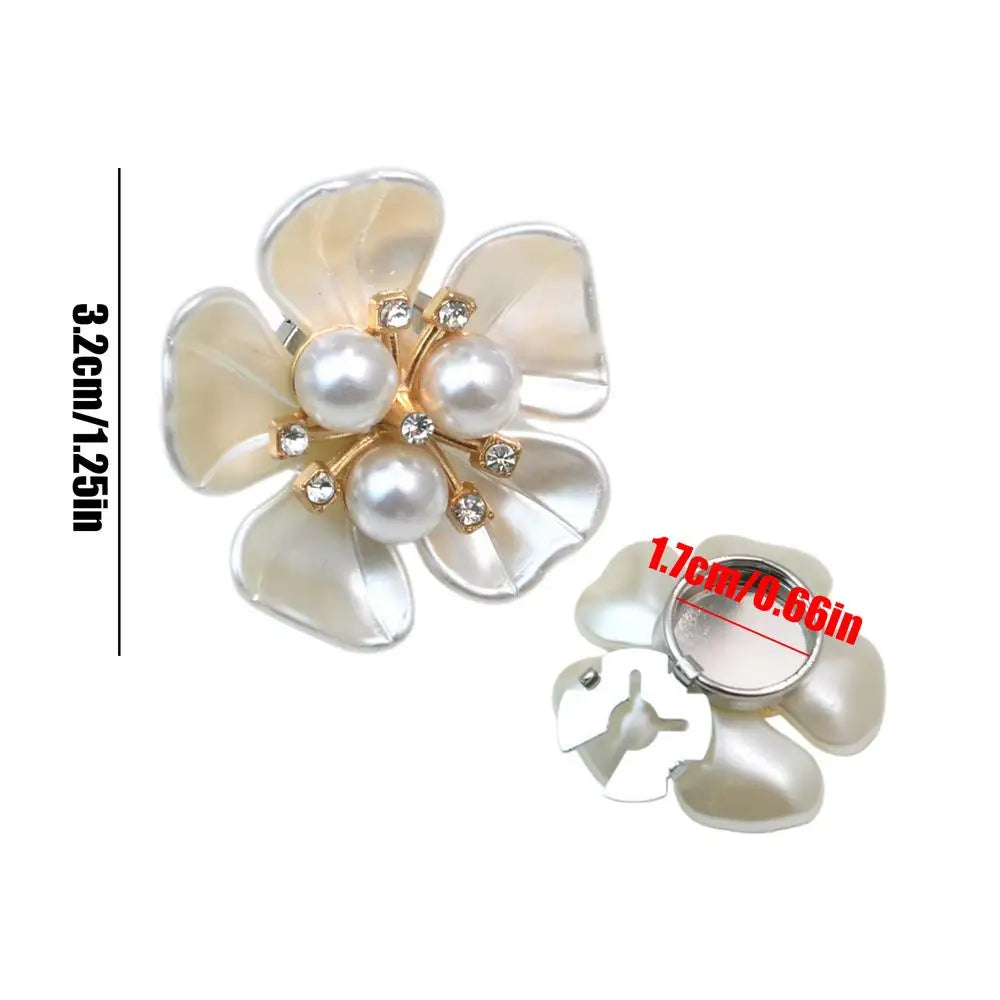 Rhinestone Floral Button Covers for Women – DIY Jewelry Clips Button Cover Clips Axl White