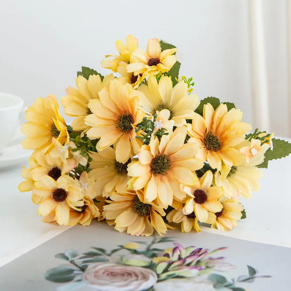 Silk Artificial Daisy Flowers – Wedding & Home Decor Bouquet Artificial Flower Bouquet Axl colour5 2pcs