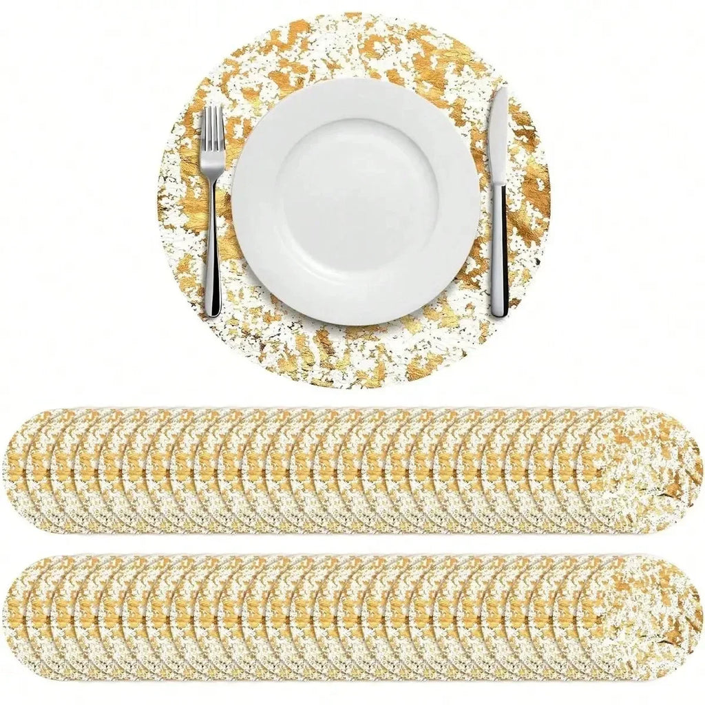 Disposable Gold Foil Round Placemats 13 Inch – Party Table Mats Disposable Placemats Axl