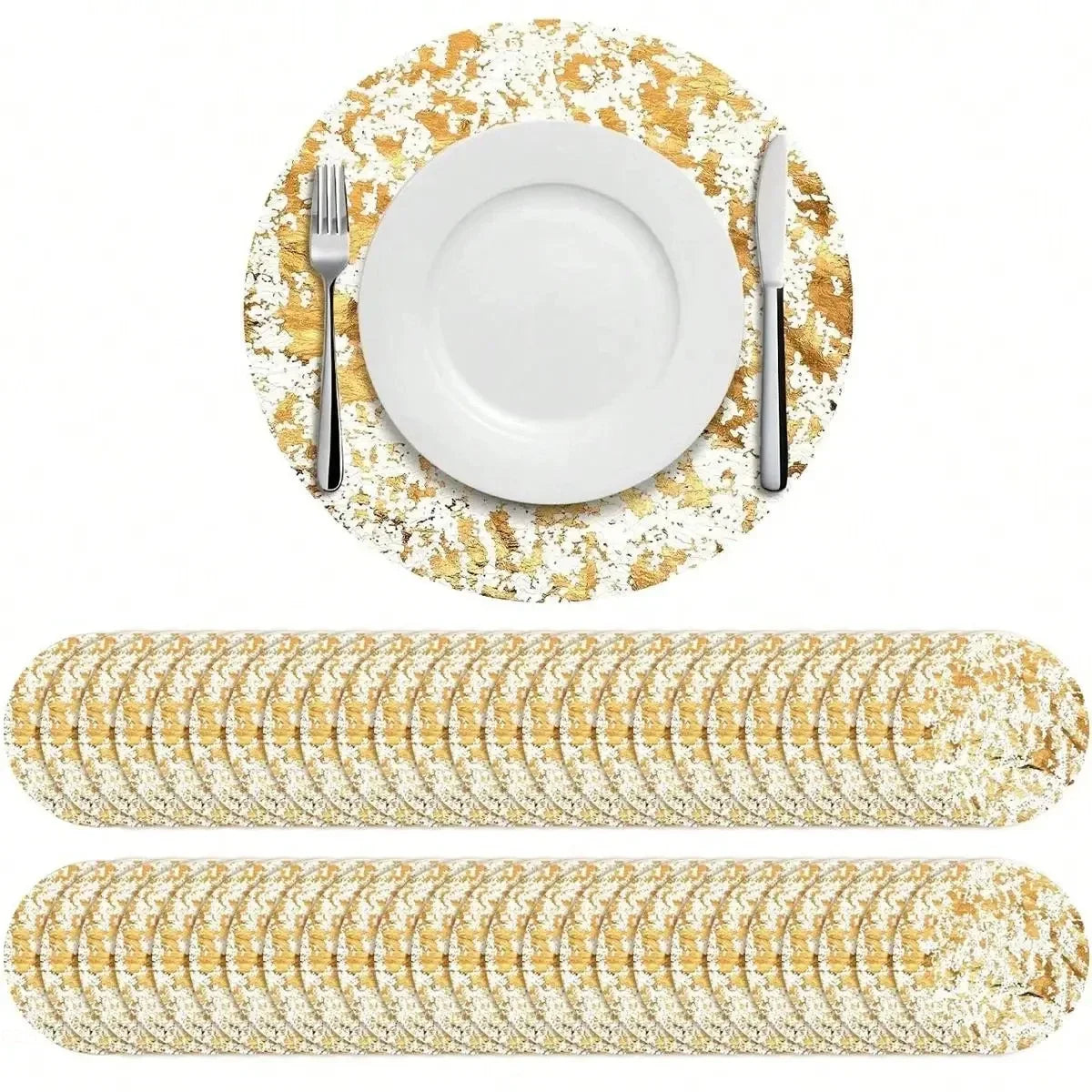 Disposable Gold Foil Round Placemats 13 Inch – Party Table Mats Disposable Placemats Axl
