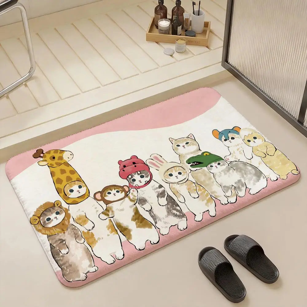 Mofusand Character Flannel Floor Mat – Non-Slip Soft Plush Rug Flannel Floor Mat Axl