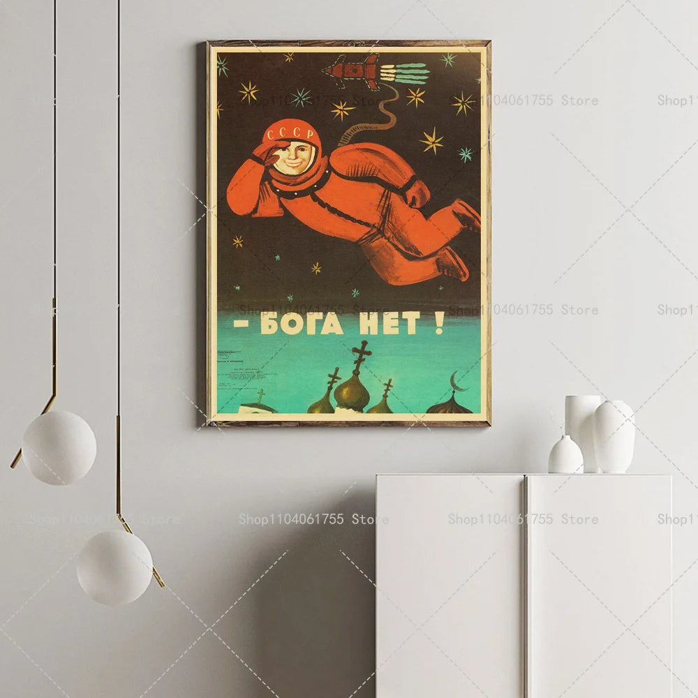 Soviet USSR CCCP Vintage Poster – Self-Adhesive Wall Sticker Art Wall Art Sticker Axl