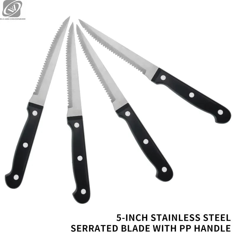 Steak Knives Set 4/6/8/12 Pcs – Serrated Stainless Steel Blade Steak Knife Set Axl 4 Pcs Steak Knife