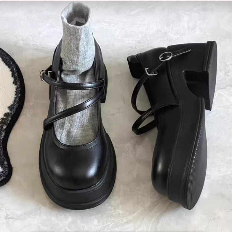 Women's Retro Mary Jane Pumps | Thick Square Heel & Buckle Mary Jane Pumps Axl