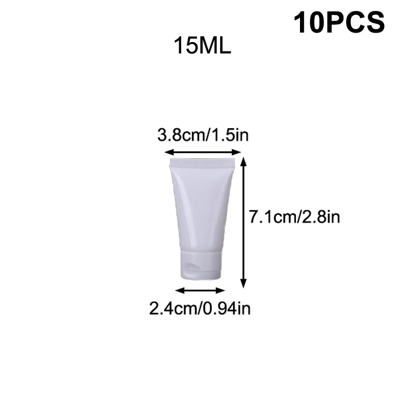 10-Pack Empty Refillable Squeeze Tubes | Flip Top 15–100ml Refillable Cosmetic Tubes Axl A