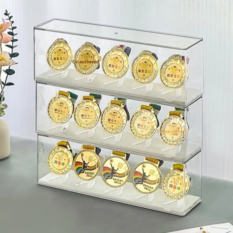 Medal Display Rack – Stackable Plastic Box for Coins & Badges Medal Display Rack Axl