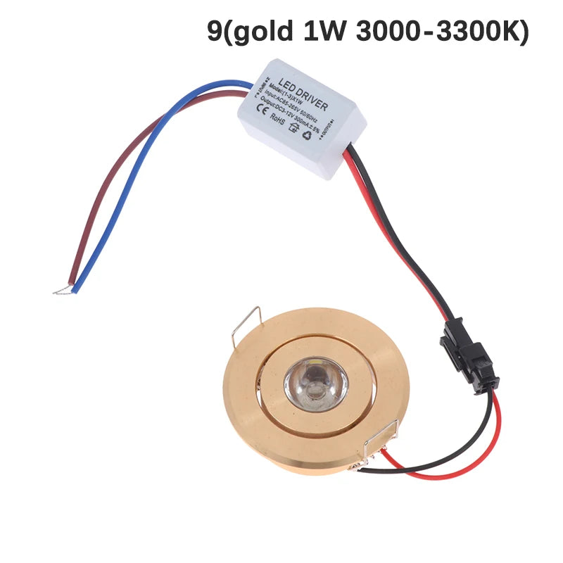 Mini LED Recessed Downlight 1W 3W Dimmable Ceiling Spot Light LED Recessed Downlight Axl gold 1W light 3