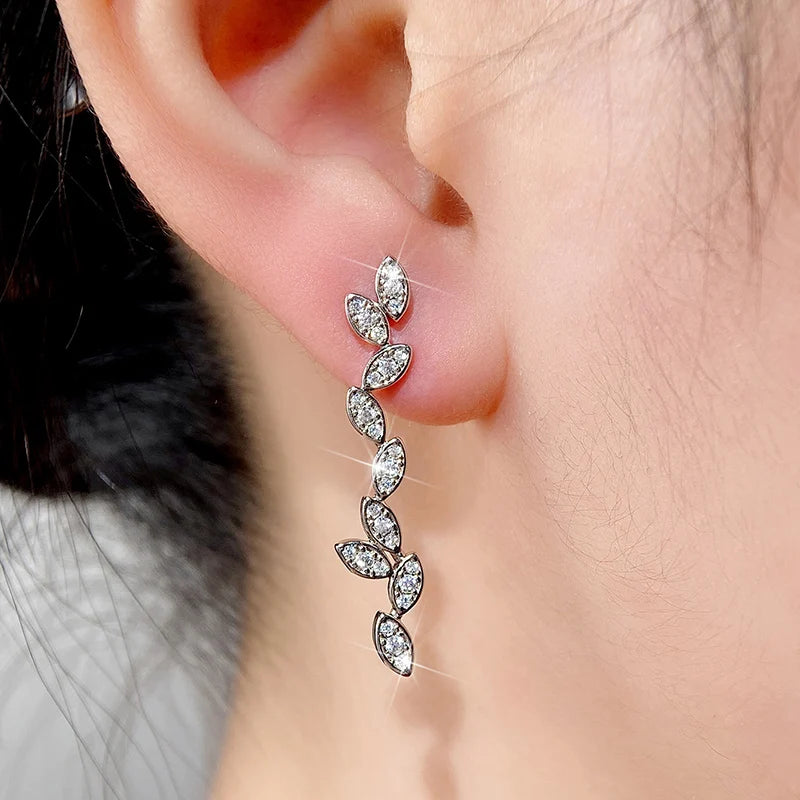 Huitan CZ Crystal Geometric Drop Earrings | Bridal Jewelry CZ Drop Earrings Axl