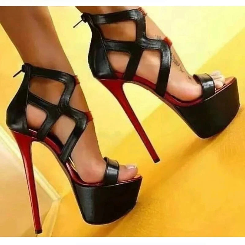 Women's Gladiator High Heel Platform Sandals – Open Toe Zip Gladiator Heel Sandals Axl