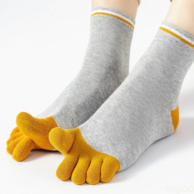 Men's Cotton Split Toe Socks – 5 Pairs Mid-Calf Five Finger Five Finger Socks Axl