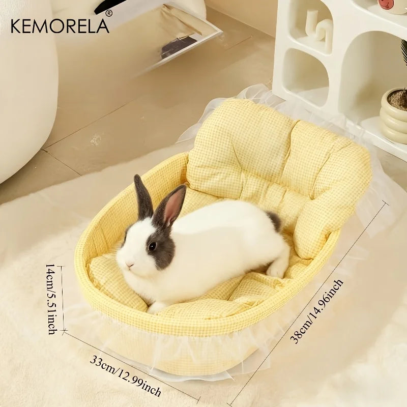 Fluffy Bunny Princess Nest – Plush Bed for Rabbits & Small Pets Small Pet Bed Axl Yellow