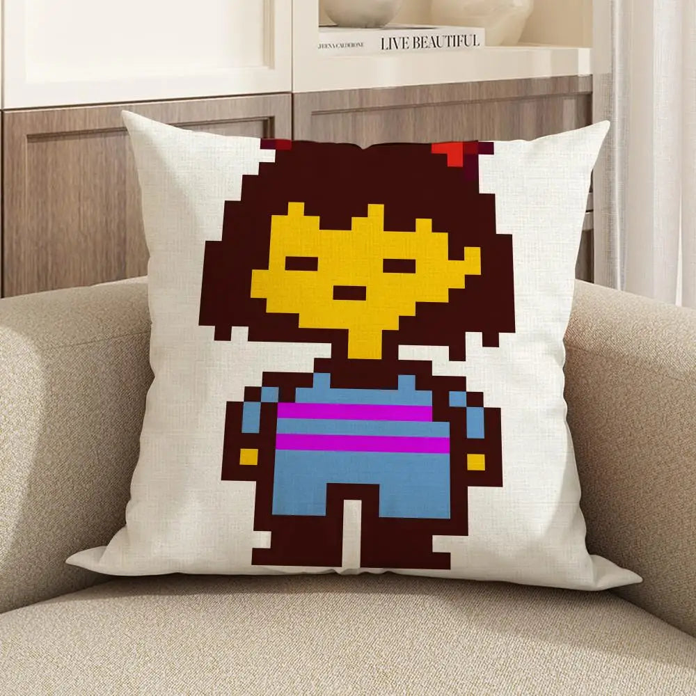 Undertale Linen Cushion Cover | Sofa, Bed & Chair Pillow Case Linen Cushion Cover Axl White3 35X35cm