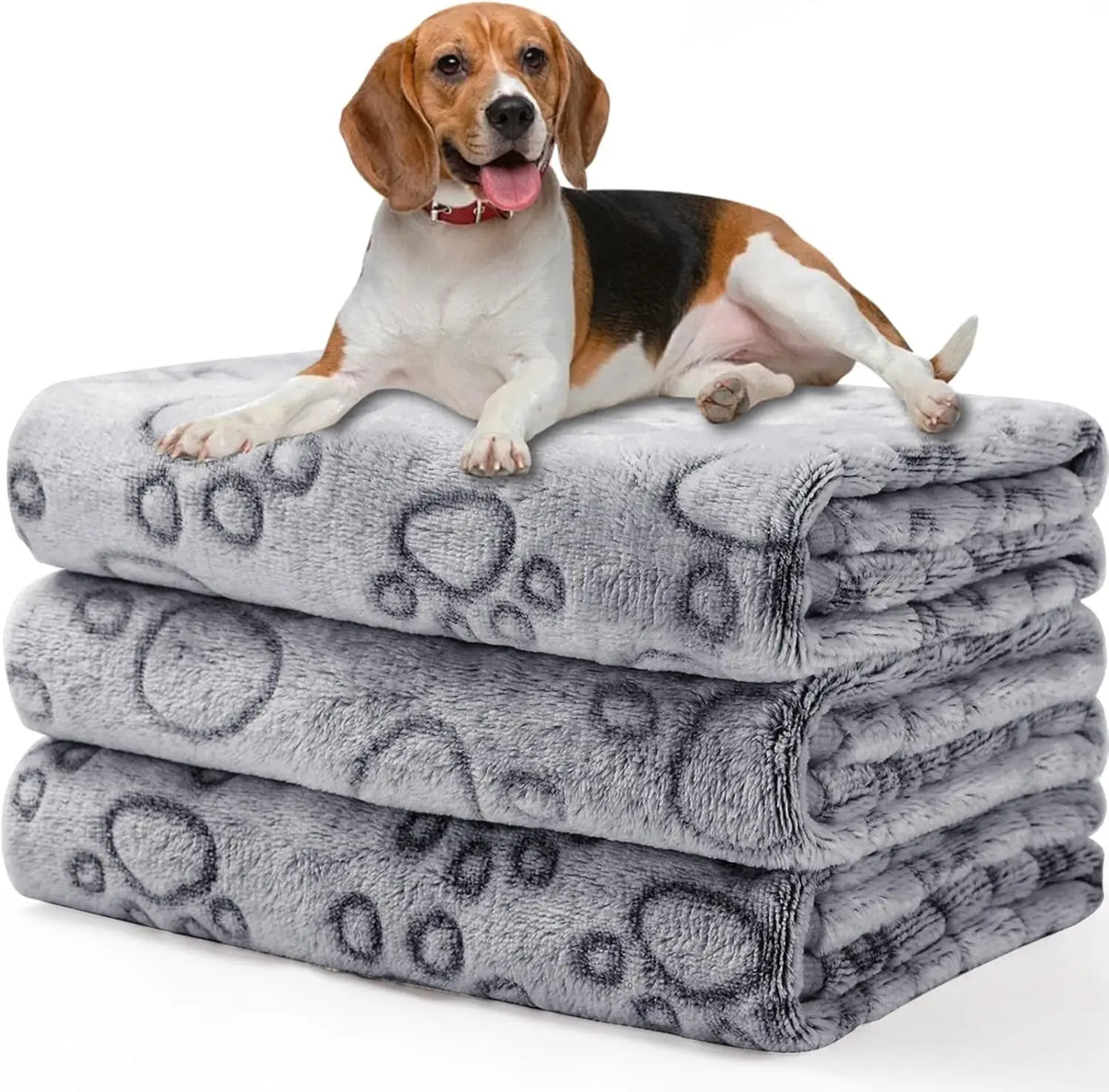KEMORELA 3-Pack Soft Fleece Pet Blankets for Dogs & Cats Pet Fleece Blanket Axl Grey 104X76CM