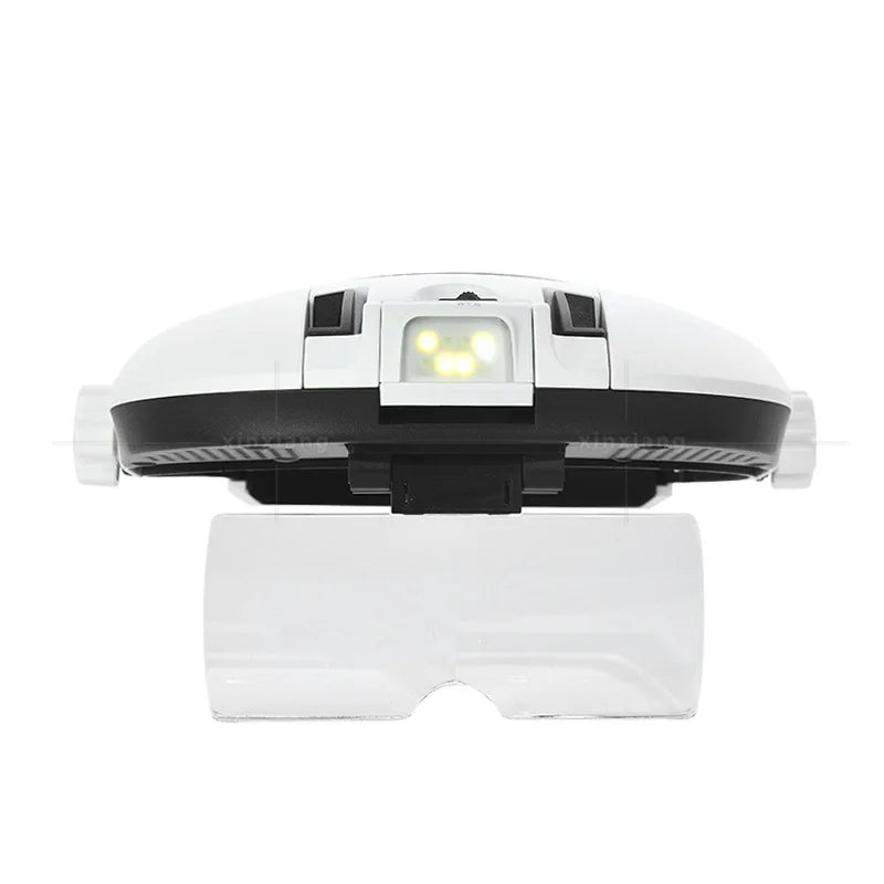 Rechargeable Head-Worn Magnifier 1X–3.5X | 8 LED Lights Headband Magnifier Axl