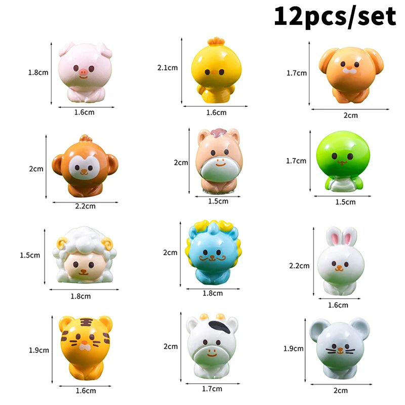 Miniature Chinese Zodiac Figurines – Resin Garden & Desk Decor Miniature Figurine Set Axl