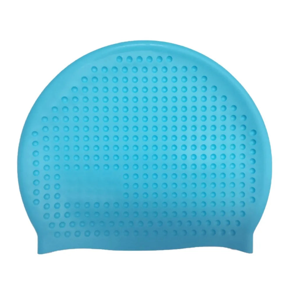 Non-Slip Silicone Swim Cap – Plus Size Waterproof Bathing Cap Silicone Swim Cap Axl Light blue