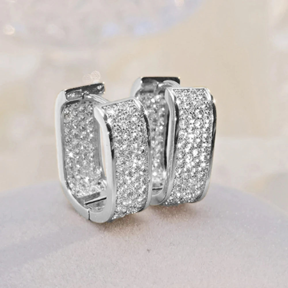 Huitan Women's Cubic Zirconia Hoop Earrings | Sparkling Fashion Hoop Earrings Axl E1933