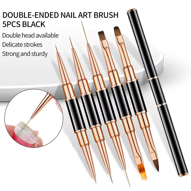 5-Piece Professional Nail Brush Set – Salon Nail Art Tools Nail Art Brush Set Axl