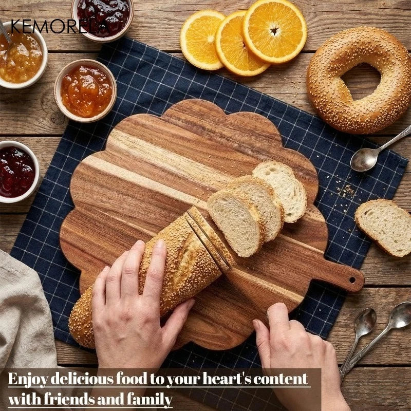 Scalloped Acacia Wood Cutting Board – Butcher Block Wood Cutting Board Axl