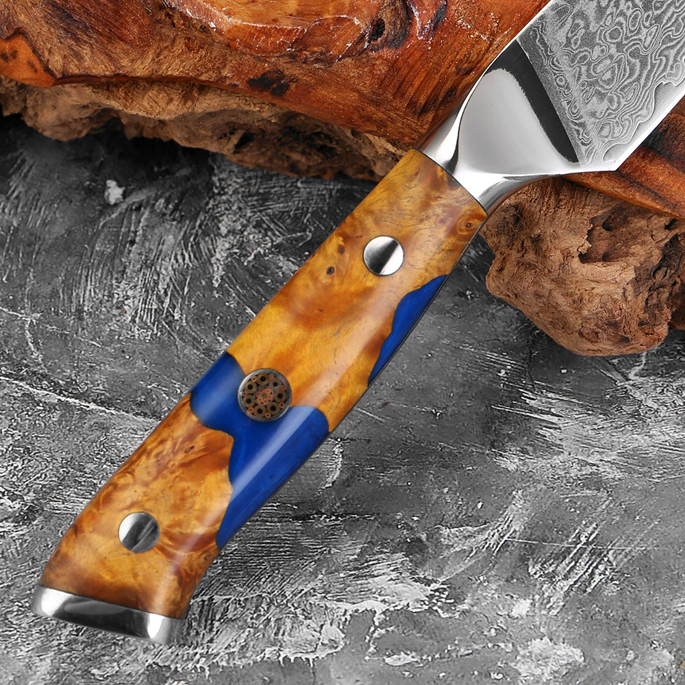 XITUO 5" Damascus Steel Japanese Petty Utility Knife | Full Tang Damascus Kitchen Knife Axl