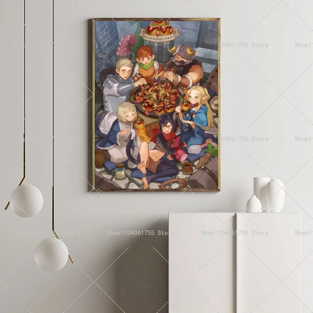 Anime Dungeon Meshi Wall Poster – Waterproof Self-Adhesive Sticker Anime Wall Poster Axl