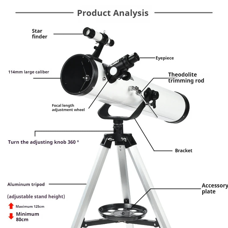 525x Astronomical Telescope – 114mm Refractor for Adults & Kids Refractor Telescope Axl