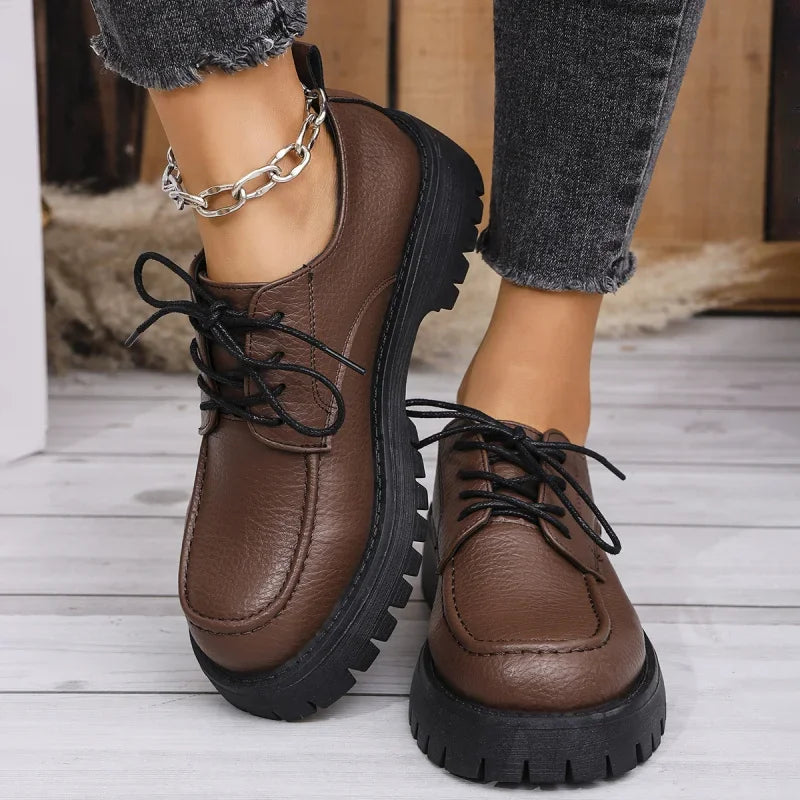 Women's Chunky Platform Loafers – Wide Size Retro Canvas Shoe Platform Loafers Axl