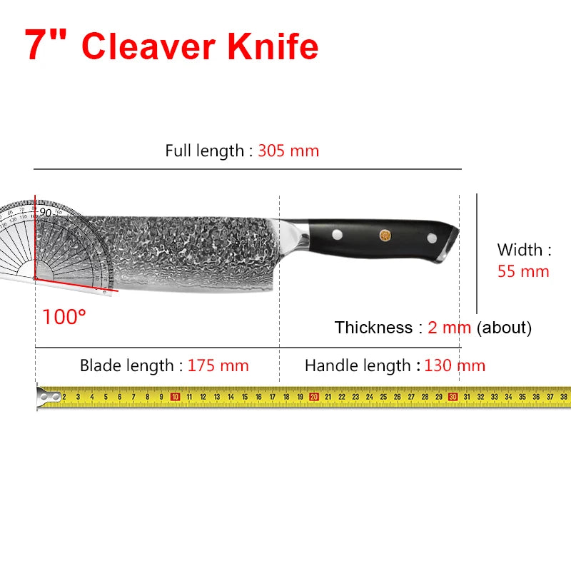 Damascus Steel Cleaver Knife – Handmade Forged Kitchen Chopper Damascus Cleaver Knife Axl