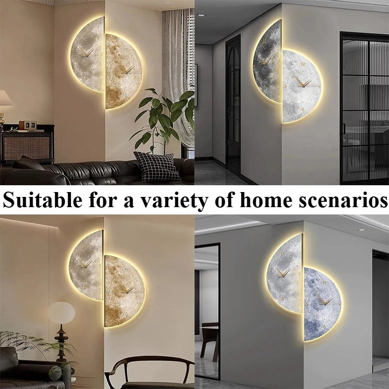 Nordic Minimalist Wall Clock with Voice-Controlled Lamp | 60cm Wall Clock Lamp Axl