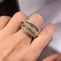 Huitan Gold CZ Pave Ring – Cubic Zirconia Engagement Jewelry Fashion Ring Axl T0834 5