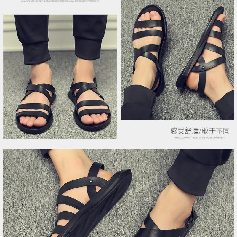 YBQJOO Men's Non-Slip Flat Beach Sandals | Buckle Strap Men's Beach Sandals Axl