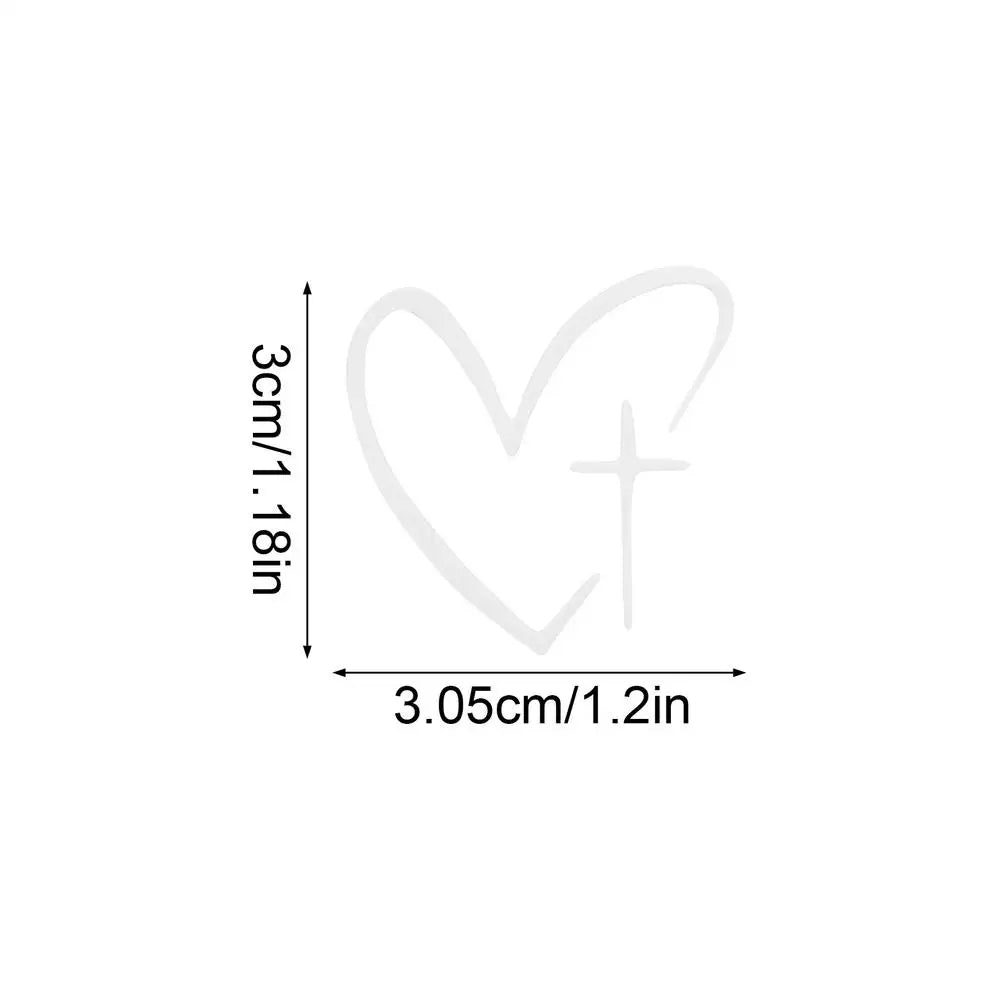 Heart Cross Car Mirror Stickers – Waterproof Decals 2-Pack Car Decal Stickers Axl White