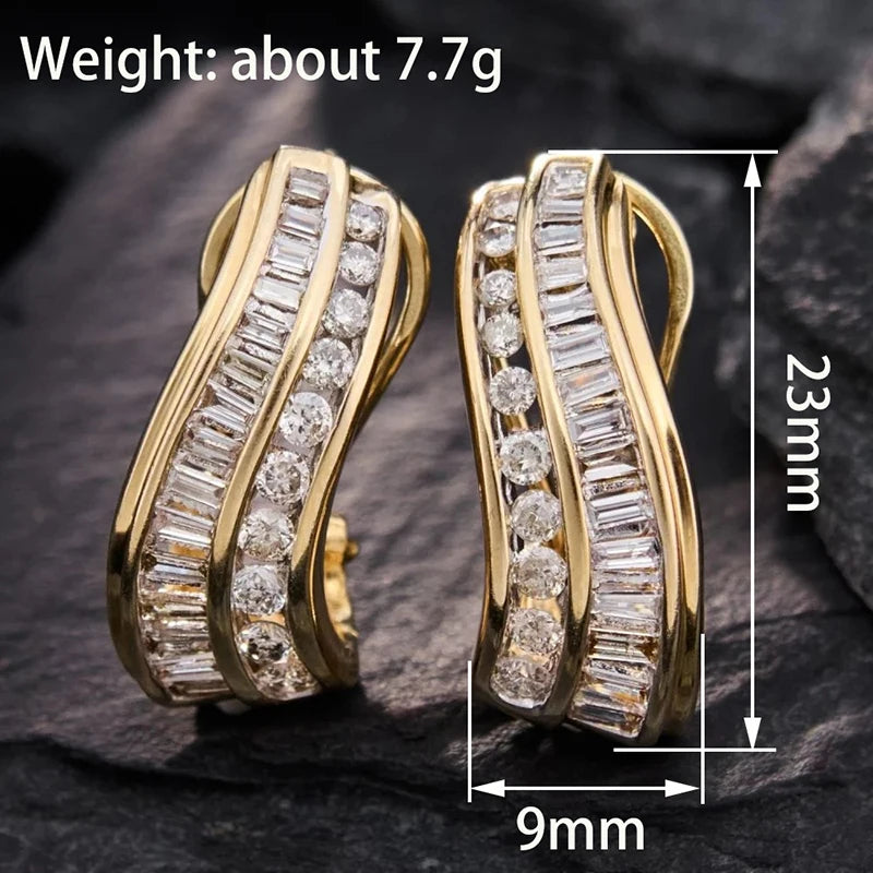 Huitan Geometric Hoop Earrings – Sparkling Cubic Zirconia Hoop Earrings Axl
