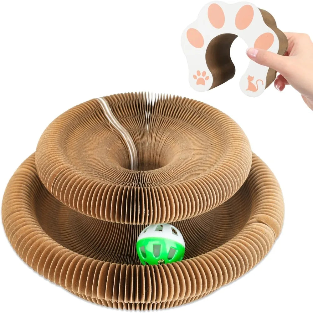 Kitty Kurlz Accordion Cat Scratcher Toy with Bell Balls Cat Scratcher Toy Axl 1pc