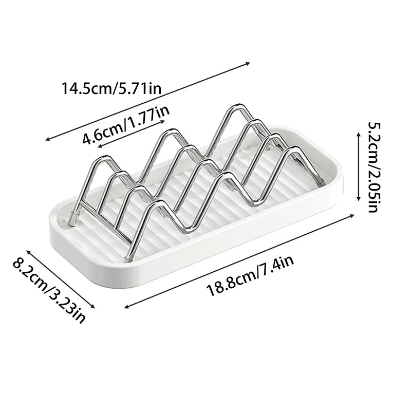 W-Shaped Stainless Steel Soap Holder with Drain Tray | Non-Slip Soap Dish Holder Axl