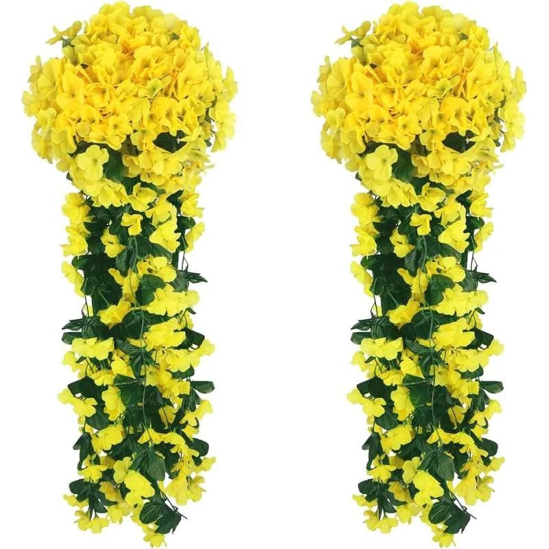Artificial Silk Rose Vine – Wedding Arch & Wall Décor Artificial Flower Vine Axl YELLOW 1 pc