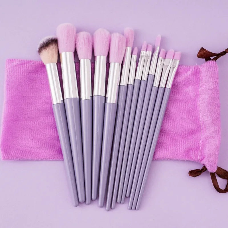 Professional Makeup Brush Set – Kabuki, Powder & Eyeshadow Makeup Brush Set Axl 13pcs-PURPLE-1set