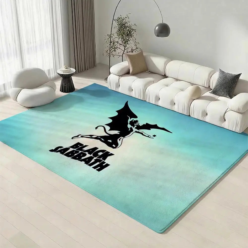 Black Sabbath Flannel Floor Mat – Non-Slip Indoor Area Rug Flannel Area Rug Axl