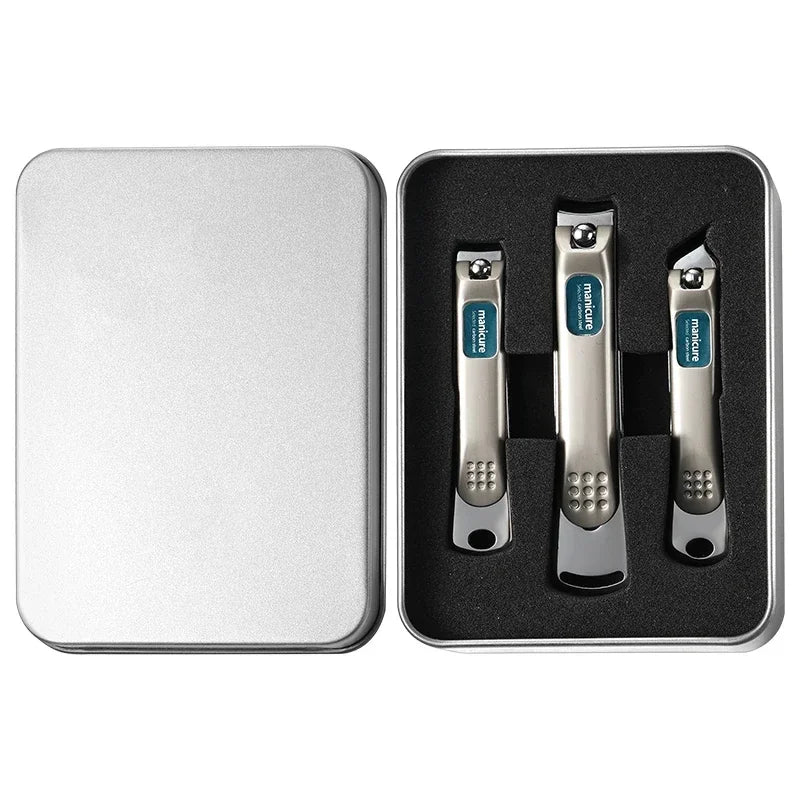 Stainless Steel Nail Clipper Set – Anti-Splash Manicure Kit Nail Clipper Set Axl Champagne 3pcs box