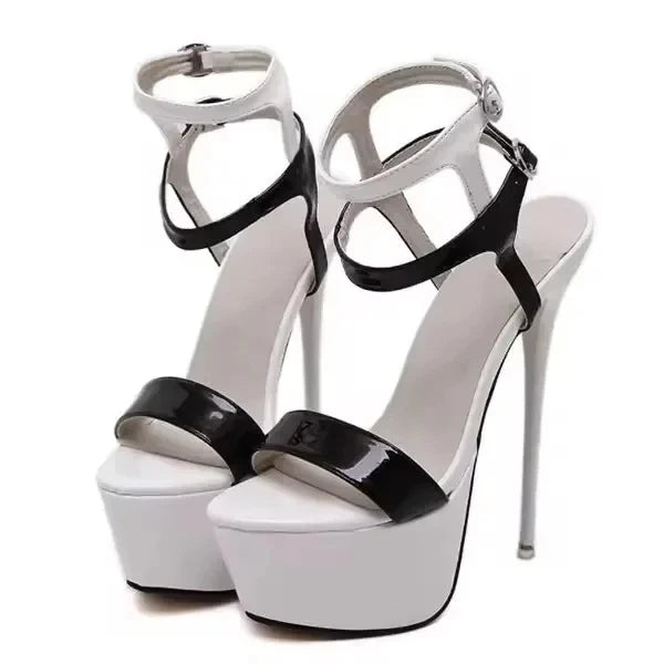 Women's 16CM Platform Gladiator High Heel Sandals – Open Toe Platform Gladiator Sandals Axl White-2 46