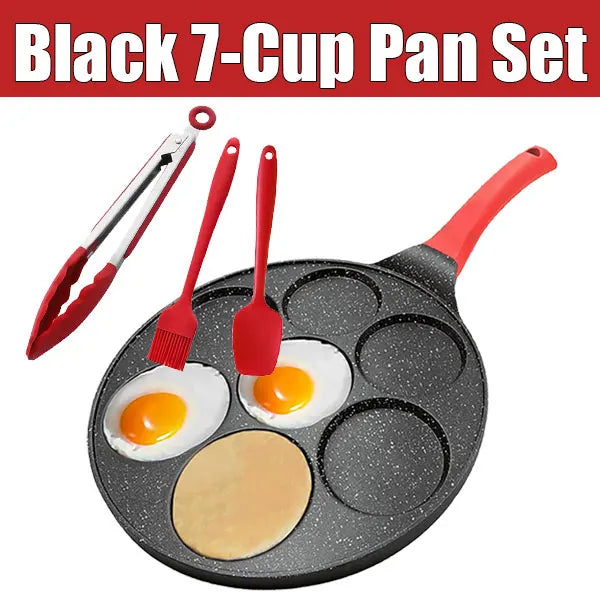 7-Cup Nonstick Mini Pancake & Egg Pan | Gas Stove Skillet Nonstick Egg Pan Axl Black 7-Cup Pan Set