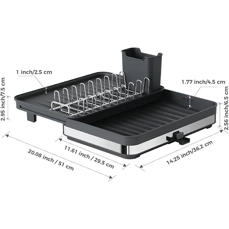 Expandable Dish Drying Rack with Drainboard & Wine Glass Holder Dish Drying Rack Axl