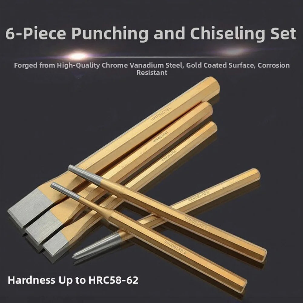 6-Piece Masonry Chisel Set – Flat, Point & Carving Chisels Masonry Chisel Set Axl