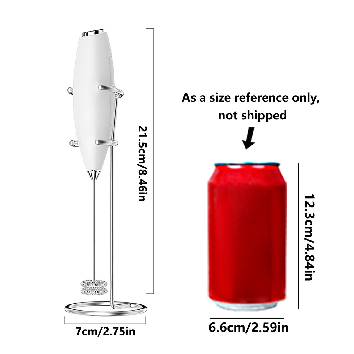 ONEKA Handheld Milk Frother Wand with Stand | Battery Powered Milk Frother Wand Axl White