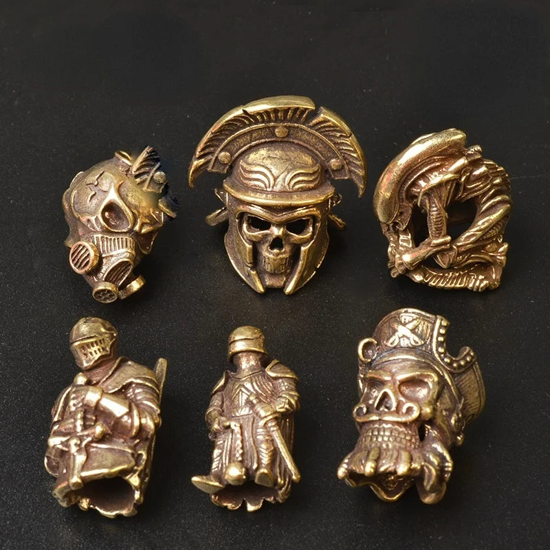 Pirate Skull Brass Knife Bead – Vintage EDC Paracord Pendant EDC Paracord Bead Axl
