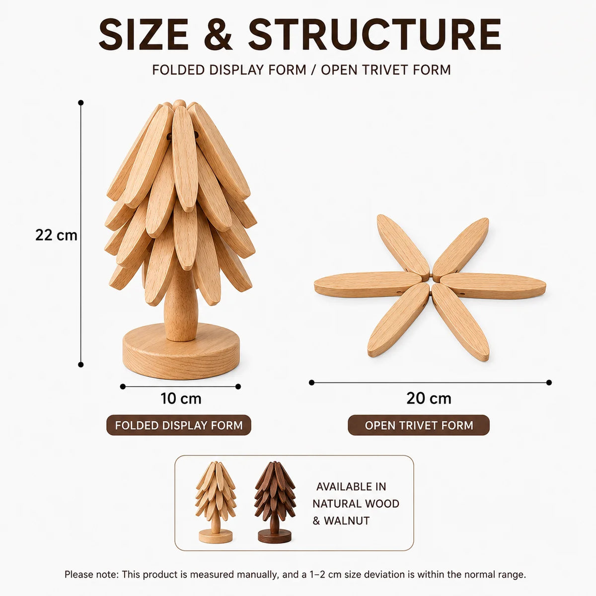 Uwhise Wooden Tree Trivet Set – Foldable Heat-Resistant Mat 3/5 Pc Wooden Trivet Set Axl