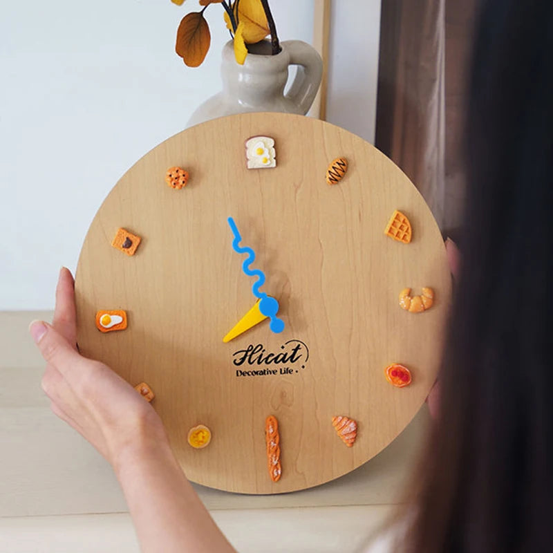 Modern Silent Wall Clock – 25cm Wood Grain Acrylic Round Silent Wall Clock Axl
