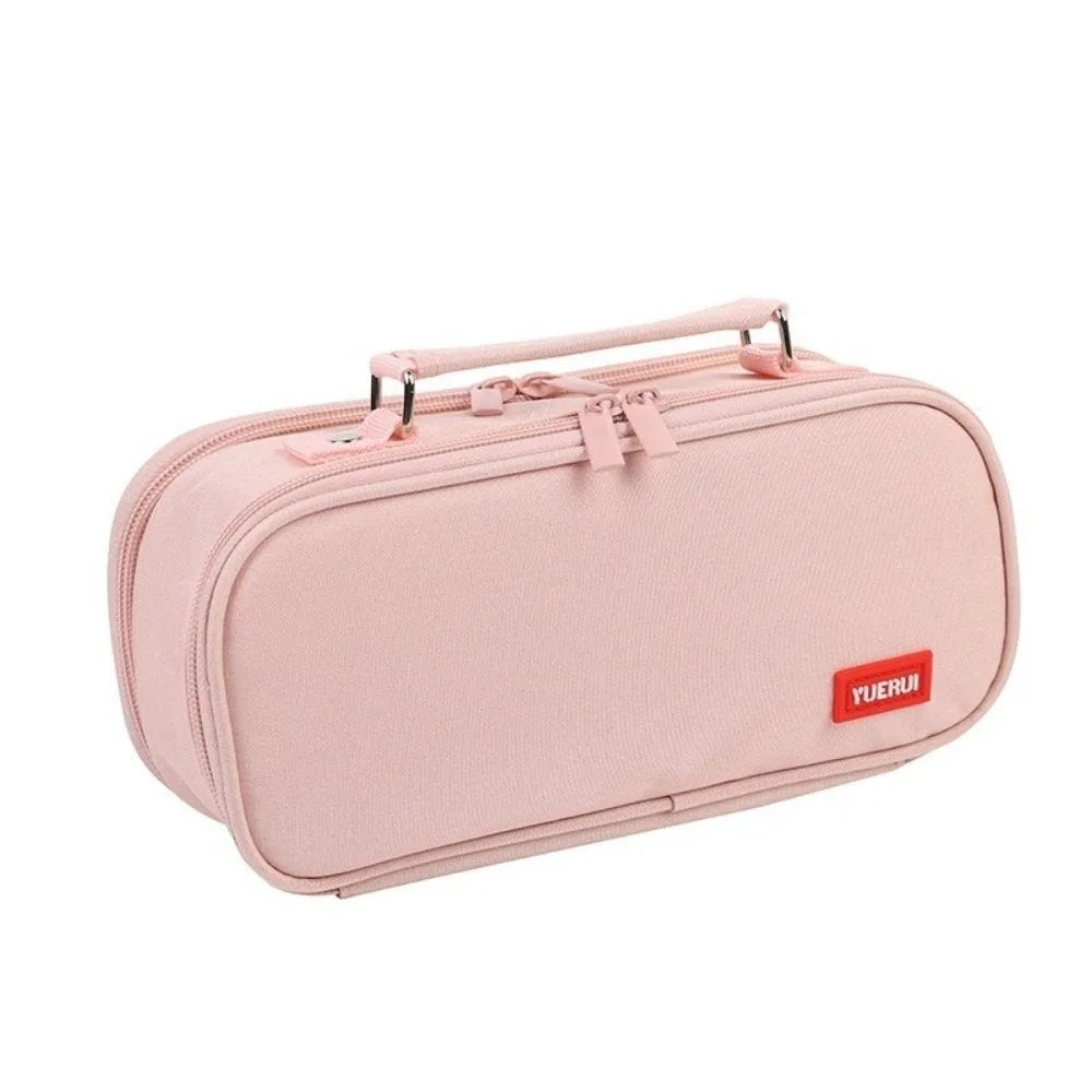 Canvas Pencil Case – 5-Layer Large Capacity Stationery Bag Canvas Pencil Case Axl Pink