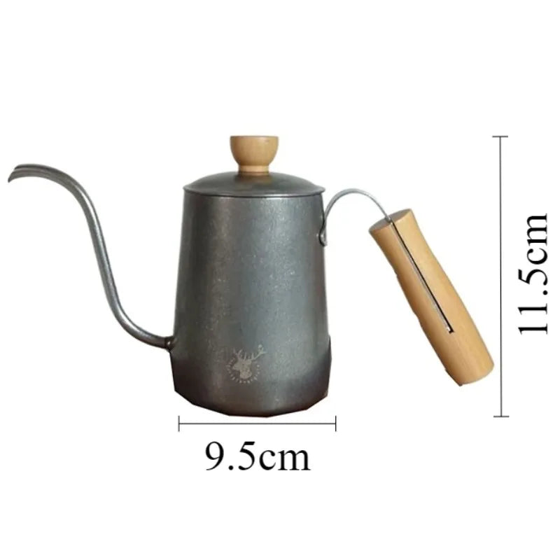 Vintage Stainless Steel Coffee Pot – 1L Wooden Handle Teapot Coffee & Tea Pot Axl Sliver-600 Style
