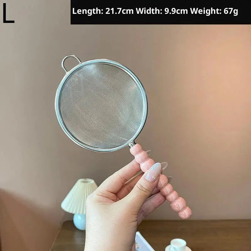 Tea Strainer with Pearl Ceramic Handle – Fine Mesh Sieve Tea Strainer Axl Pink L